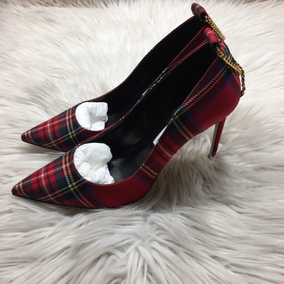 Brian Atwood Red Plaid Heels - Picture 8 of 8